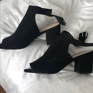 Black Suede Nine West Chunky Sandal